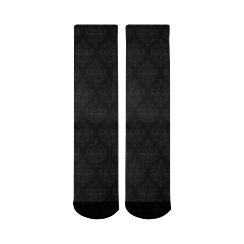 Black on Black Pattern Mid-Calf Socks (Black Sole)