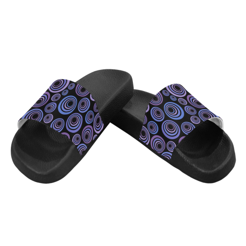 Retro Psychedelic Ultraviolet Blue Pattern Women's Slide Sandals (Model 057)