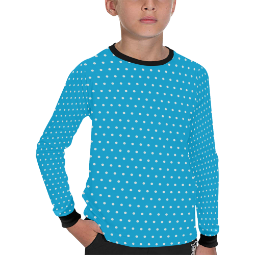 Polka Dot Pin SkyBlue Kids' All Over Print Long Sleeve T-shirt (Model T51)