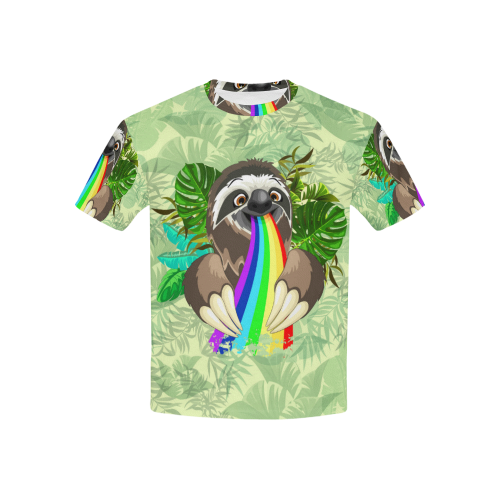 Sloth Spitting Rainbow Colors Kids' All Over Print T-shirt (USA Size) (Model T40)