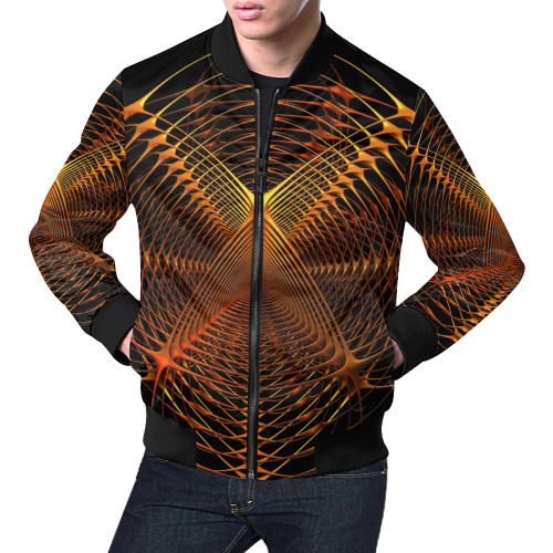Golden Web All Over Print Bomber Jacket for Men/Large Size (Model H19)