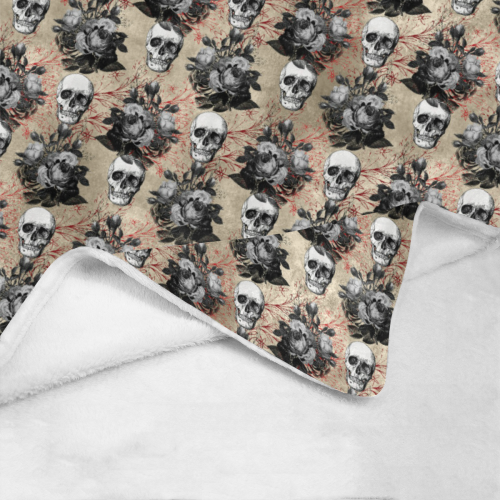 Gothic Skull with Dark Roses Ultra-Soft Micro Fleece Blanket 50"x60"