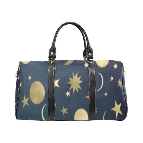 golden stars and moon New Waterproof Travel Bag/Large (Model 1639)