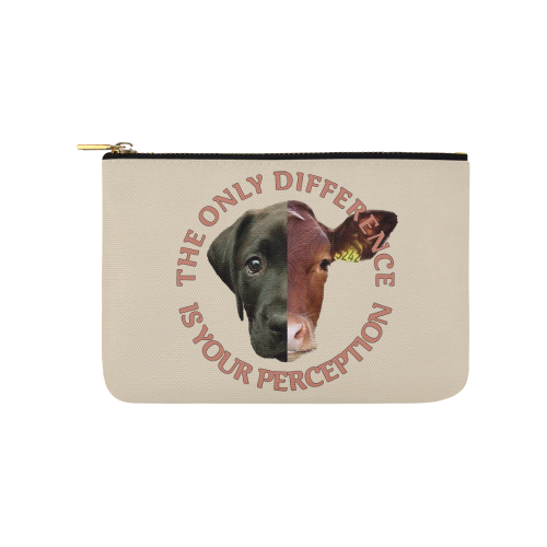 Vegan Cow and Dog Design with Slogan Carry-All Pouch 9.5''x6''