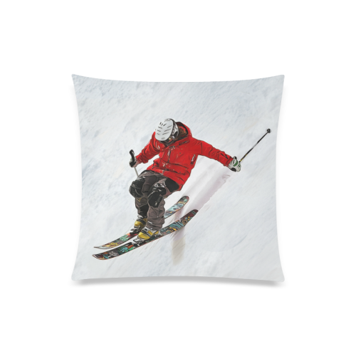 Daring Skier Flying Down a Steep Slope Custom Zippered Pillow Case 20"x20"(Twin Sides)