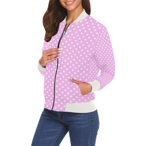Polka-dot pattern All Over Print Bomber Jacket for Women (Model H19)