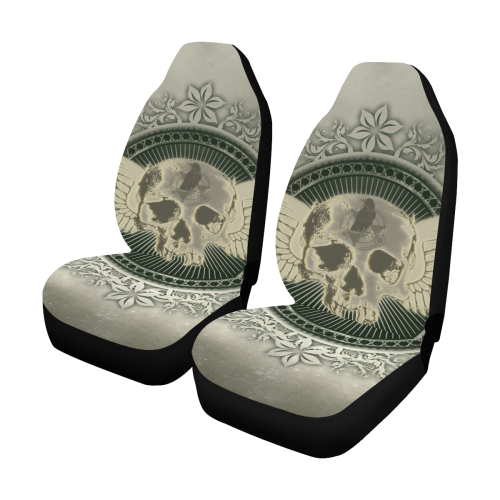 Skull with wings and roses on vintage background Car Seat Covers (Set of 2)
