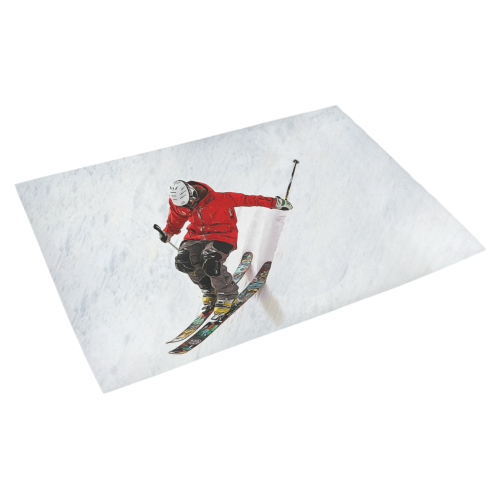 Daring Skier Flying Down a Steep Slope Azalea Doormat 30" x 18" (Sponge Material)