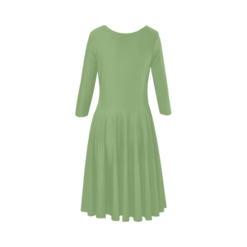 color asparagus Elbow Sleeve Ice Skater Dress (D20)