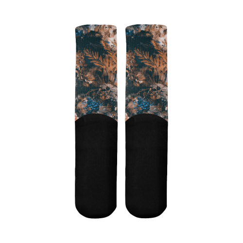 flowers Mid-Calf Socks (Black Sole)