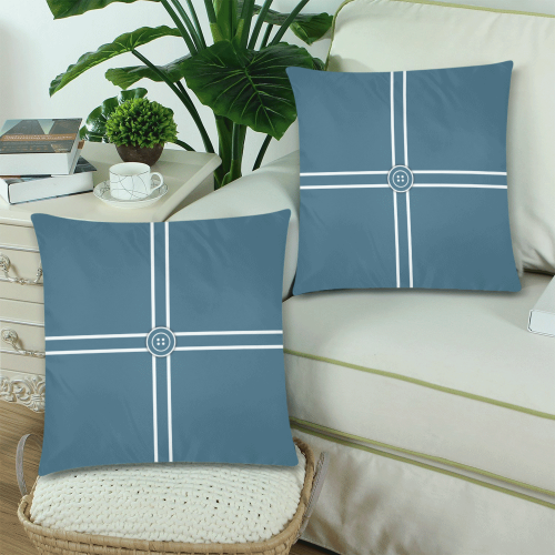 Chinese Porcelain Blue 'Button' Custom Zippered Pillow Cases 18"x 18" (Twin Sides) (Set of 2)