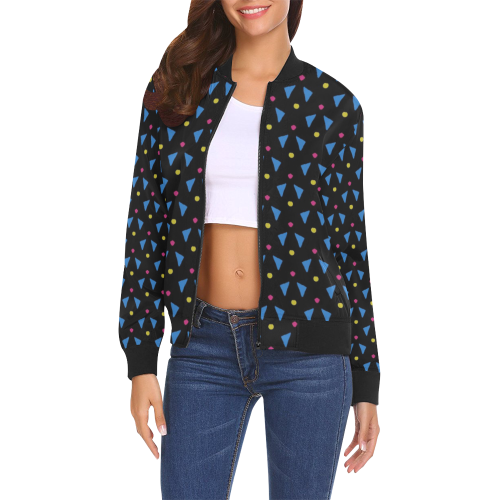 Funny Doodle Pattern 2A by JamColors All Over Print Bomber Jacket for Women (Model H19)