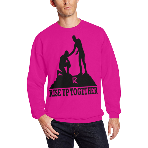 Crewneck Sweatshirt for Men (Black & Pink) All Over Print Crewneck Sweatshirt for Men (Model H18)