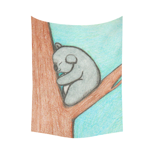 Sleepy Koala Cotton Linen Wall Tapestry 60"x 80"