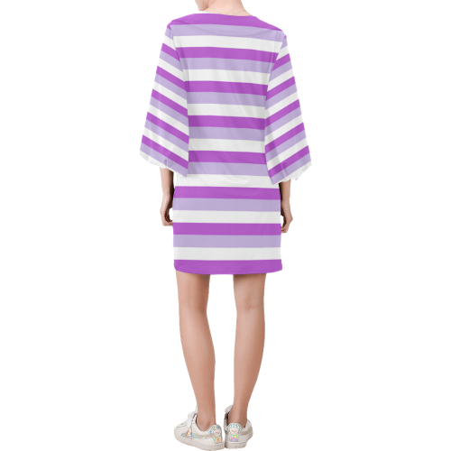 Purple Stripes Bell Sleeve Dress (Model D52)