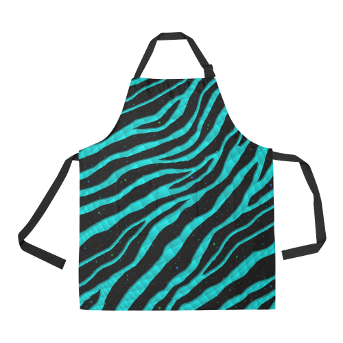 Ripped SpaceTime Stripes - Cyan All Over Print Apron