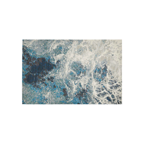 Ayumi Blue, Ivory, Marble Modern Area Rug 5'x3'3''