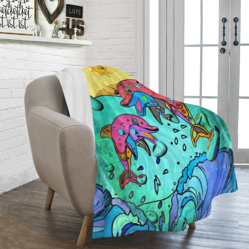 Dolphin Popart by Nico Bielow Ultra-Soft Micro Fleece Blanket 50"x60"