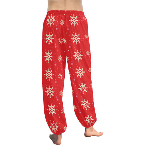 xmas snow on red background pattern Women's All Over Print Harem Pants (Model L18)