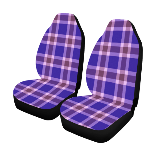 Navy Violet White Plaid Car Seat Covers (Set of 2)