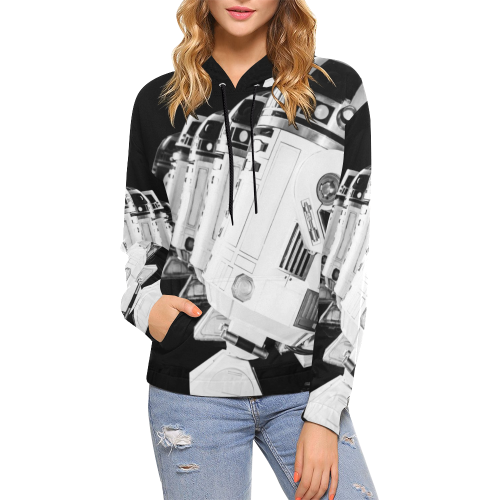 Women's Black Droid Line Hoodie All Over Print Hoodie for Women (USA Size) (Model H13)