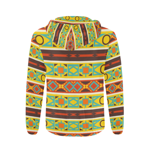 Ovals rhombus and squares All Over Print Full Zip Hoodie for Men (Model H14)