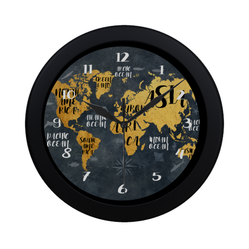 world map clock 3 Circular Plastic Wall clock
