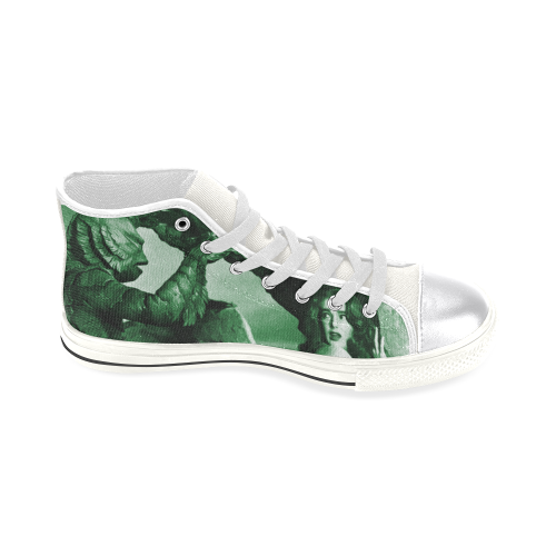 creature green painting Women's Classic High Top Canvas Shoes (Model 017)