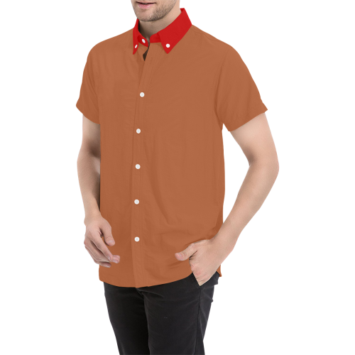 RB10 Red and Brown Shirt Men's All Over Print Short Sleeve Shirt (Model T53)