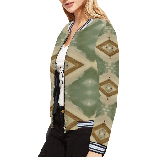 Geometric Camo All Over Print Bomber Jacket for Women (Model H21)