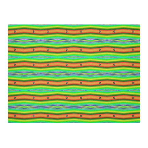 Bright Green Orange Stripes Pattern Abstract Cotton Linen Tablecloth 52"x 70"