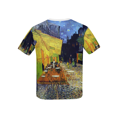 Vincent Willem van Gogh - Cafe Terrace at Night Kids' All Over Print T-Shirt with Solid Color Neck (Model T40)