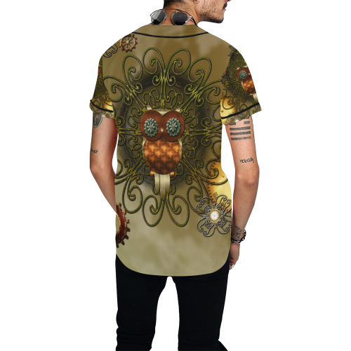 Steampunk cute owl All Over Print Baseball Jersey for Men (Model T50)