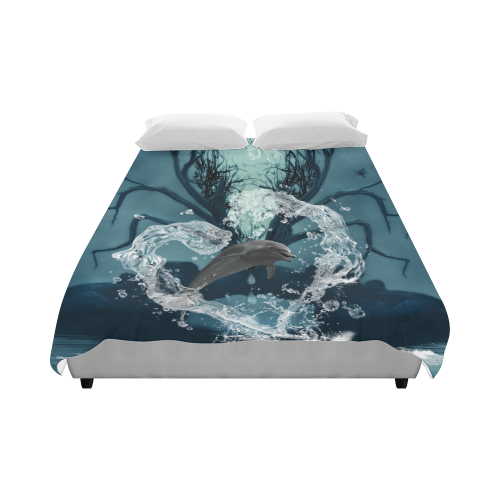 Dolphin jumping by a heart Duvet Cover 86"x70" ( All-over-print)