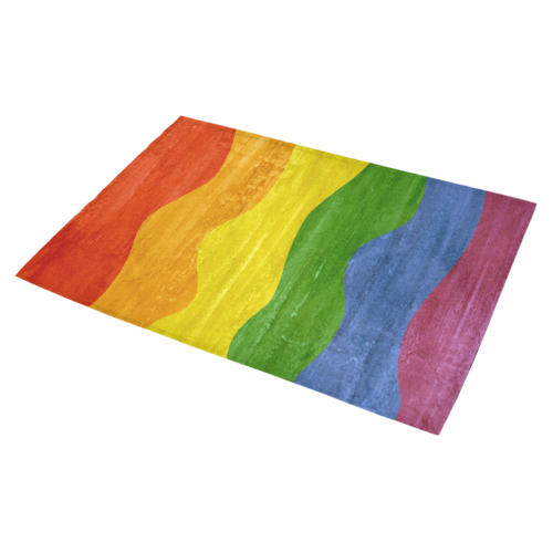 Gay Pride - Rainbow Flag Waves Stripes 3 Azalea Doormat 30" x 18" (Sponge Material)