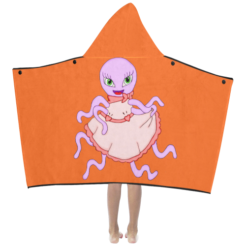 Octavia Octopus Orange Kids' Hooded Bath Towels