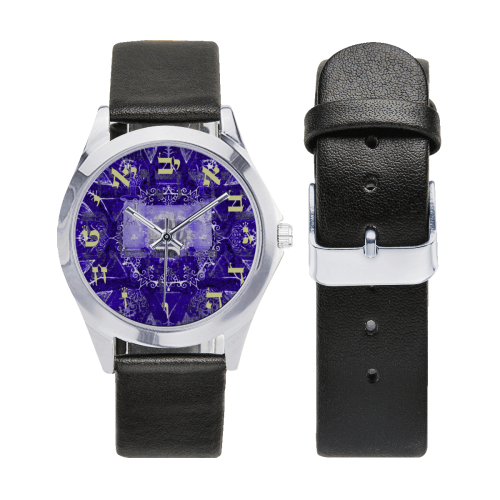 projet bar mitzvah 2 Unisex Silver-Tone Round Leather Watch (Model 216)