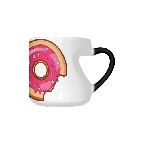 Funny Yummy Donut With A Bite Heart-shaped Morphing Mug