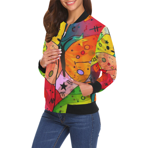 My Butterfly Popart by Nico Bielow All Over Print Bomber Jacket for Women (Model H19)