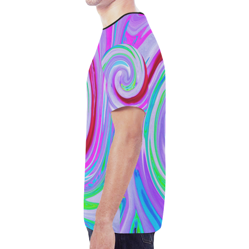 Groovy Abstract Red Swirl on Purple and Pink New All Over Print T-shirt for Men/Large Size (Model T45)