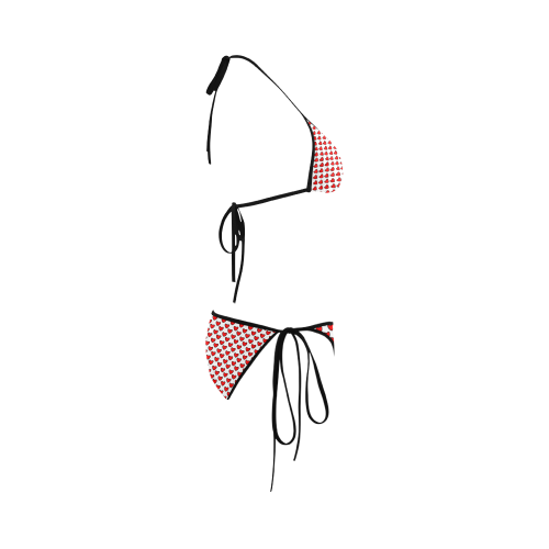 small red hearts pattern valentine white Custom Bikini Swimsuit