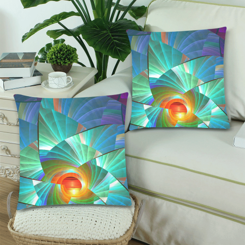 Cracked Mirror Sunrise Custom Zippered Pillow Cases 18"x 18" (Twin Sides) (Set of 2)