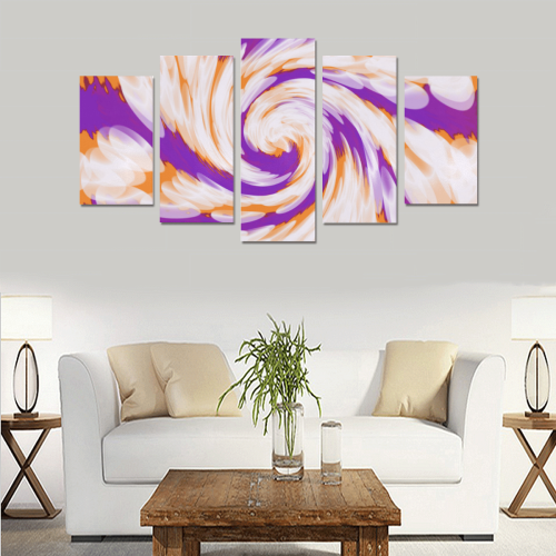 Purple Orange Tie Dye Swirl Abstract Canvas Print Sets A (No Frame)