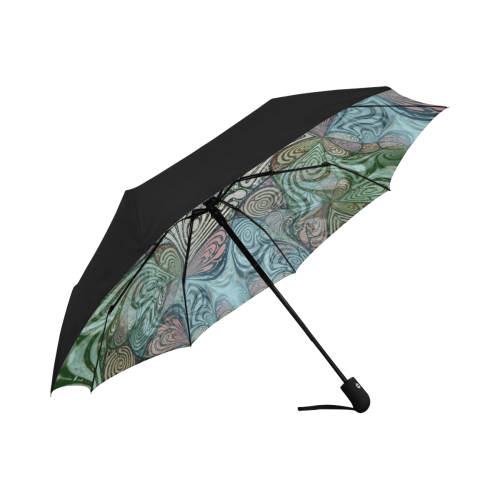 Labyrinth Mandala Blue Green Grey Anti-UV Auto-Foldable Umbrella (Underside Printing) (U06)