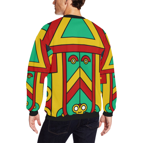 Aztec Spiritual Tribal Men's Oversized Fleece Crew Sweatshirt/Large Size(Model H18)
