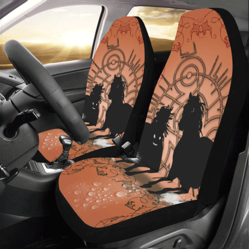 Black horses silhouette Car Seat Covers (Set of 2)