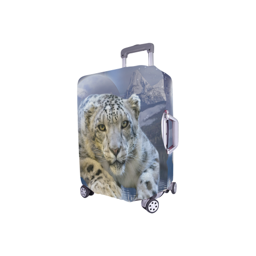 Snow Leopard and Moon Luggage Cover/Small 18"-21"