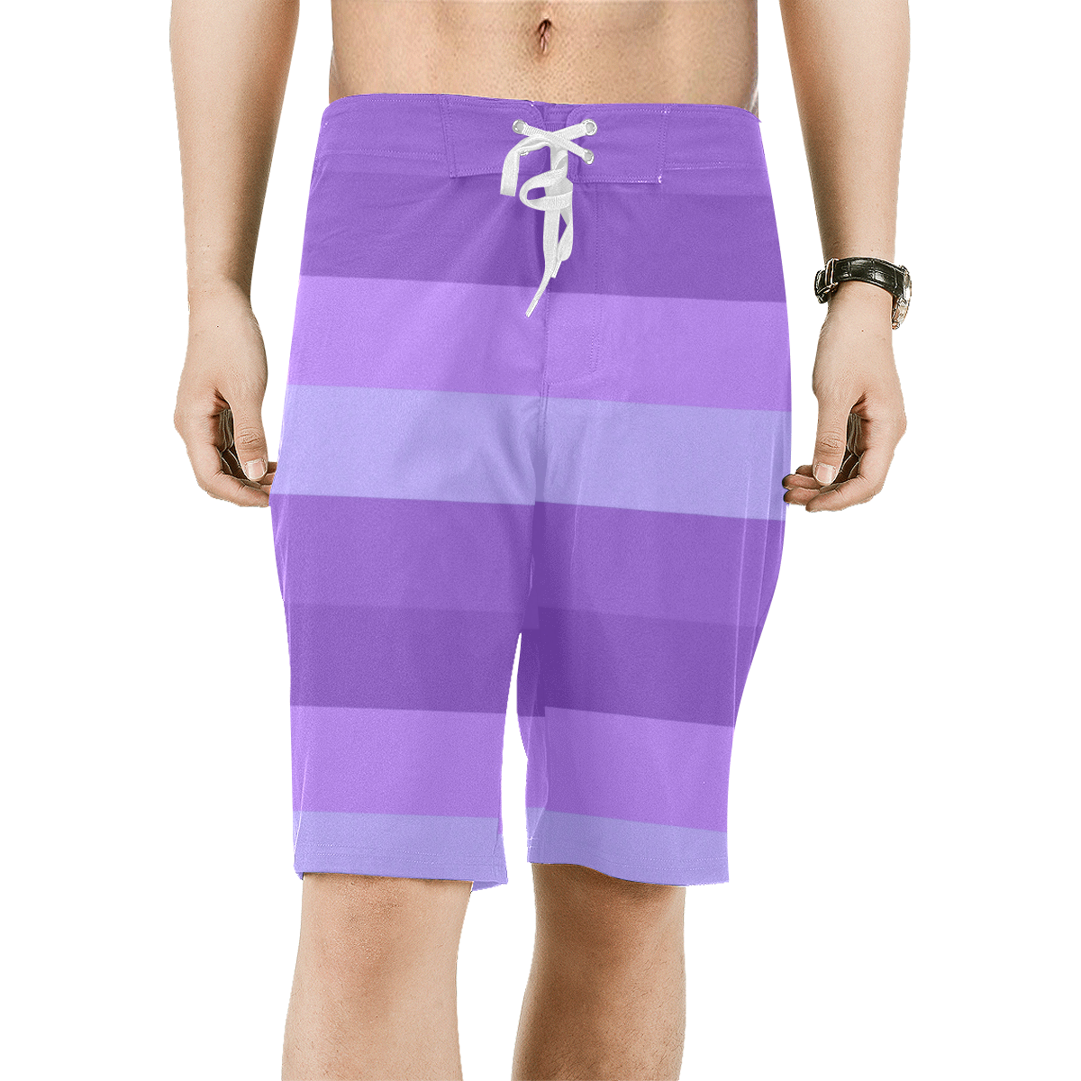 Shades Of Purple Stripes Men's All Over Print Board Shorts (Model L16