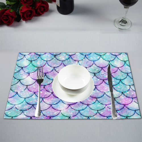 Mermaid SCALES light blue and purple Placemat 12’’ x 18’’ (Four Pieces)