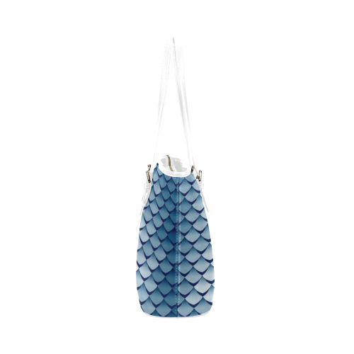 bolso de mujer diseño serpiente azul Leather Tote Bag/Small (Model 1651)